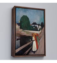 Çerçeveli Edvard Munch - Köprüdeki Kızlar Tablo - The Girls on the Bridge (Siyah)