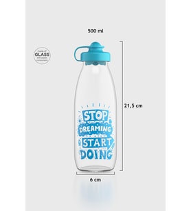 Renga Ufo Stop Dreaming Desen 500 ml Cam Şişe 182031 Turkuaz