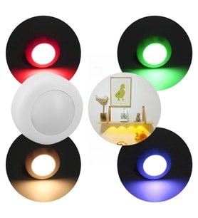 Ayt PowerMaster PM-26973 Rgb Renkli Gün Işığı Led Raf Duvar Aydınlatma Lamba 3XAAA Pil İle Çalışır Tekli Gece Lambası