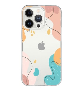 Apple iPhone 13 Pro Uyumlu Kapak Karışık Renkler Tasarımlı Şeffaf Silikon Kılıf