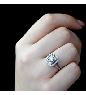 0.60 Ct. Modern Tasarım Çift Kollu Baget Yüzük