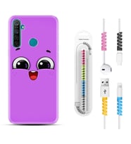 Realme 5i 5 Pro 6i 7 Pro 8 Kılıf Kablo Koruma Spiral Silikon Purple Sweety 1717