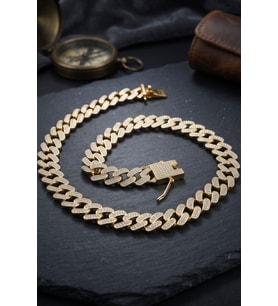 Paslanmaz Çelik Gurmet Model Kolye Zincir 11Mm Altın Kaplama 902941