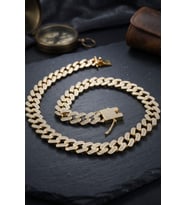 Paslanmaz Çelik Gurmet Model Kolye Zincir 11Mm Altın Kaplama 902941