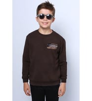 ERKEK ÇOCUK 3 İPLİK SWEAT SIRT BASKILI RİBANALI E19 (Kahverengi)