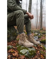 Muggo RANGER Tactical Askeri Fermuarlı ve Bağcıklı Postal Çöl Botu (Bej)