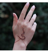 Fuşya Zirkon Taşlı Yılan Modeli Rose Gold Kaplama Gümüş Şahmeran