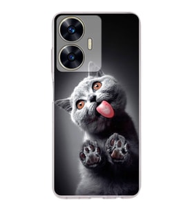 PrintiFy Realme C55 ile Uyumlu Kedi 2 Kamera Korumalı Şeffaf Kılıf