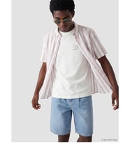 LCWAIKIKI Classic Mercan Regular Fit Çizgili Armürlü Erkek Gömlek