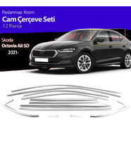 Skoda Octavia Cam Çıtası Komple Set Çerçevesi Kromu Nikelajı 2021 Sonrası