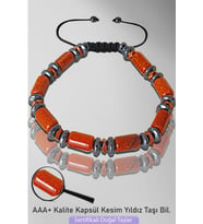 Sertifikalı Rose Hematitli Kapsül Model AAA+ Kahverengi Yıldız Taşı Bileklik (Çok Renkli)