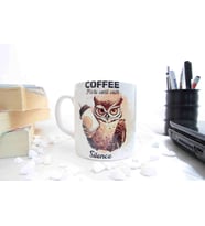 Baykuş Coffee Temalı Özel Tasarım Baskılı Kupa Bardak 370 ml