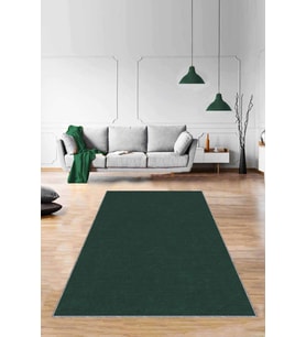Yeşil Sade Desensiz Kaymaz Tabanlı Dekoratif Halı RV202 - 100 x 160 cm