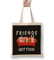 Friends Not Food Go Vegan Vegetarians Gift 01 Bez Çanta Uzun Saplı
