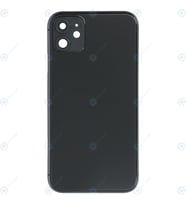 Apple iPhone 11 Uyumlu Logolu, Cam Arka Pil Kapağı - LENS HARİÇ (Siyah)