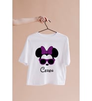 Minnie Mouse Sevgili Çift Tasarımlı Tişört Kişiye Özel ( Unisex - Büyük - Çocuk )