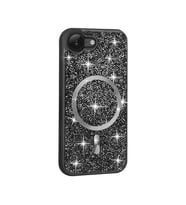 Apple iPhone 16E Uyumlu Kılıf Pırlanta Tasarımlı M-safe Şarj Özellikli Zore Mozaik Silikon Kapak (Siyah)