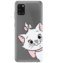 Samsung Galaxy A31 Uyumlu Marie Kedicik Desenli Şeffaf Telefon Kılıfı
