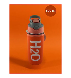 H2o Kılıflı Pipetli Cam Matara 500 ML