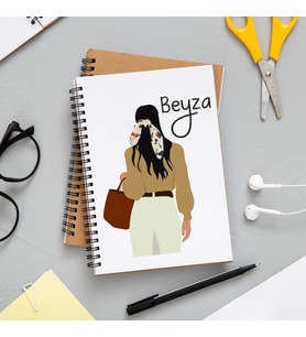 Kız Karakter Tasarımlı Defter Kişiye Özel