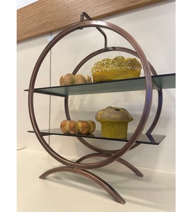 SUNUM SERVİS 2 KATLI AYNALI PİRİNÇ ESKİTME BAKIR