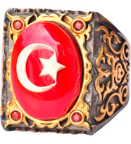 Erkekler için Ayar Gümüş Sultan Yüzük - Yıldız ve Hilal Tasarımı, Malcolm X'ten Esinlenmiştir