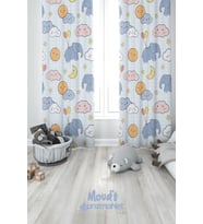 Minik Fil Desenli Baskılı Çocuk ve Bebek Odası Fon Perdesi 2 Kanat - PRD-16