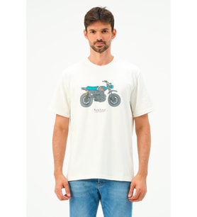 Erkek Motorsiklet Baskılı Tshirt Basic Tişört