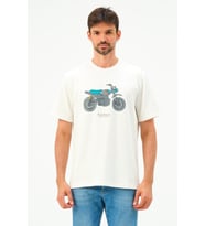 Erkek Motorsiklet Baskılı Tshirt Basic Tişört