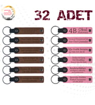 A Kahve & Pembe, Ahşap İşleme Atölyesi Katılımcılarına, 32’li Set, İsim Ve Tarihli Deri Hediyelik