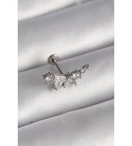 316L Çelik Gümüş Renk Zirkon Taşlı Tragus Piercing - TJ-PR1337