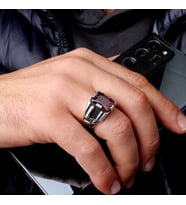 925 Ayar Gümüş Zirkon Taşlı Altı Patlar Model Erkek Yüzük
