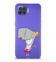 Oppo Reno 4 Lite Soft Premier Kapak Pearl Yengeç Tasarımlı Silikon Kılıf - Mor (Şeffaf)