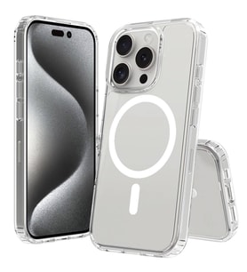 Lexroo iPhone 16 Pro Kılıf M-safe Şarj Özellikli Şeffaf Sert PC Embos Kılıf - Şeffaf