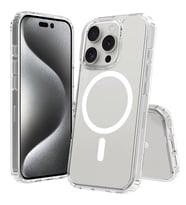 Lexroo iPhone 16 Pro Kılıf M-safe Şarj Özellikli Şeffaf Sert PC Embos Kılıf - Şeffaf