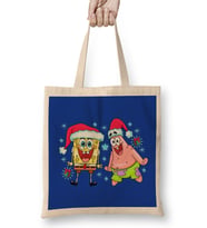 Merry Christmas Süngerbob Bez Çanta Uzun Saplı