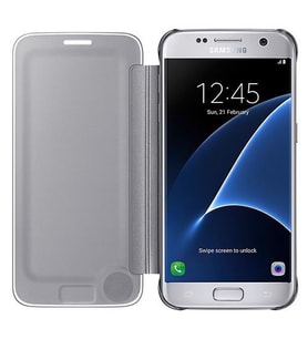 Galaxy S7 ile Uyumlu Clear View Cover Kılıf Gümüş EF-ZG930CSEGWW