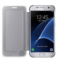 Galaxy S7 ile Uyumlu Clear View Cover Kılıf Gümüş EF-ZG930CSEGWW