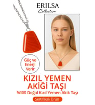 Sertifikalı AAA+ Kızıl Yemen Akiği Kolye – Beşgen Model, Gümüş Aparatlı (Çok Renkli)