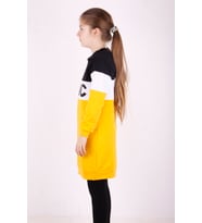 Toontoy Kız Çocuk Chic Baskılı Kapşonlu Elbise (Hardal)