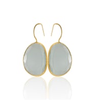 Kadir Jewellery 22 Ayar Altın Kaplama Fosil Taşlı Küpe -El İşçiliği Ve Hipoalerjenik Küpe