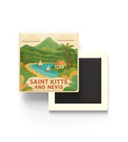Saint Kitts ve Nevis - Paper Cut Art - Baskılı Buzdolap Magneti Kare - 9x9 cm