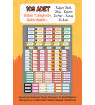 Kişiye Özel Okul Etiketi Kalem Defter Etiketi Özel İsim Yazılabilen Etiket Seti Sticker 109 Adet (Beyaz)