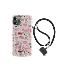 Apple Iphone 11 Pro Kılıf Desenli Silikon Boyun Askılı Donut Flamingo 1415
