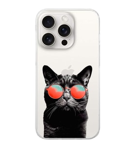 PrintiFy Apple  iPhone 15 Pro Max ile Uyumlu 1mm Slim Fit Kedi 3 050d Baskılı Şeffaf  Kılıf