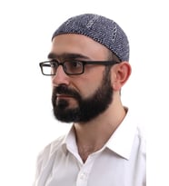 Baba Günü Hediyesi - Lacivert Gri Kışlık Çift Renk Kadife Namaz Takkesi (Gri-Lacivert)