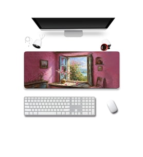 SonicTouch Klavye Mousepad 32x70cm Dikişsiz Pürüzsüz Sıvı Geçirmez Kaymaz Taban Pembe Huzur