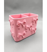 3D Baskı Fiyonk Desenli Bölmeli Kalemlik - Masaüstü Organizer - Pembe