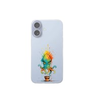 iPhone 17 ile uyumlu Splash ahtapot tasarımlı şeffaf silikon kılıf