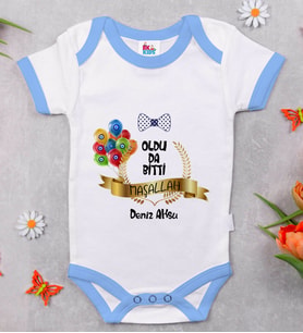 BK Kids Kişiye Özel Mavi Bebek Body Zıbın - Model 100